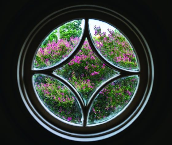 One of the house’s original round windows.
